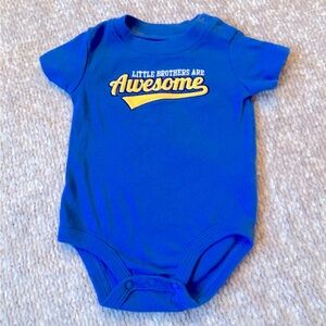 Little Brother Embroidered Onesie, Blue, Little Brothers Are Awesome, 6 months